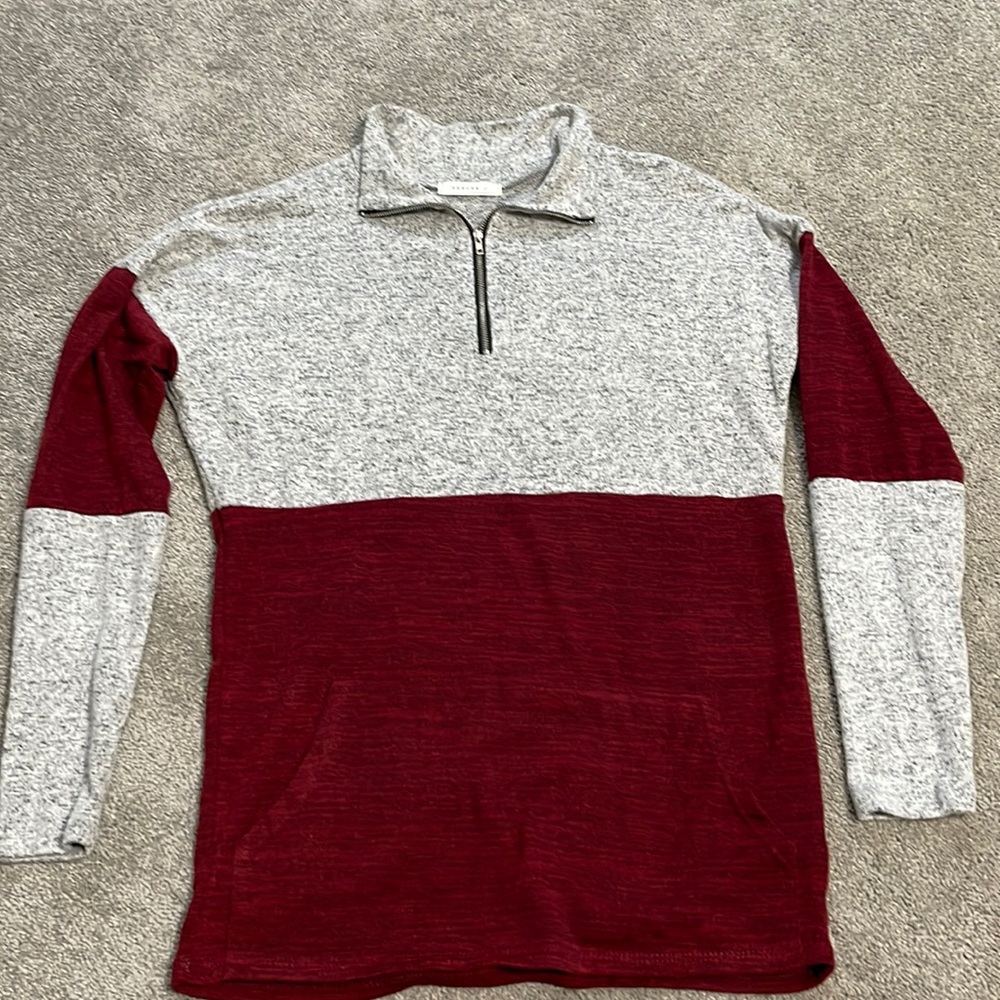 Grey and burgundy top